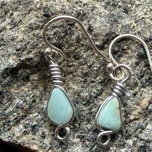 Elegant sterling Silver and Genuine Larimar Drop Earrings